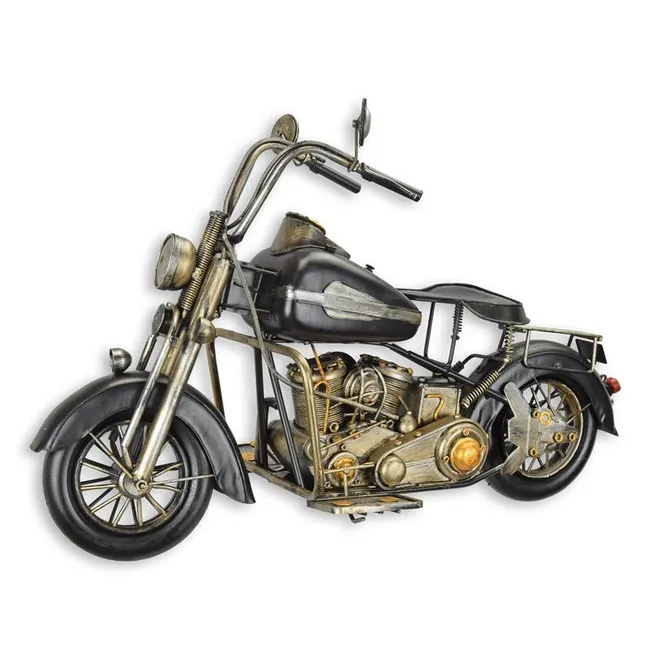 Blikken decoratie motor vintage chopper model groot