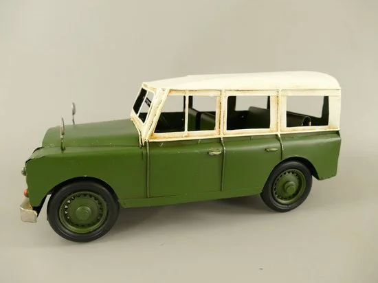 MadDeco Blikken Land Rover Jeep Groen Wit Metaal Decoratie 30 cm