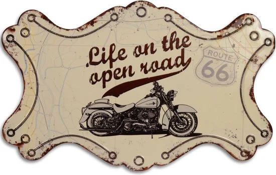 Metalen Route 66-wandbord — blikken decoratie buiten de man-cave